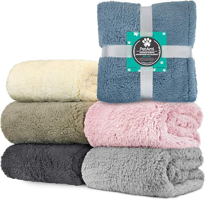 PetAmi Fluffy Waterproof Dog Blanket for Medium Large Dogs, Soft Warm Pet Sherpa Throw Pee Proof Couch Cover, Reversible Cat Bed Blanket Sofa Protector, Plush Washable Pad (Gray, 40x60)
