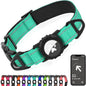 Joytale Airtag Dog Collar, Reflective Pet Collar with Waterproof AirTag Holder, Dual D-Rings, Soft Padded Adjustable for Medium Dogs, Teal, M