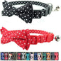 Cat Collar with Bell and Bow Tie, Breakaway Clasp Cute Dots Kitty Kitten Collar Set of 2 PCS(6.8-10.8in) (Black&Red Dots)