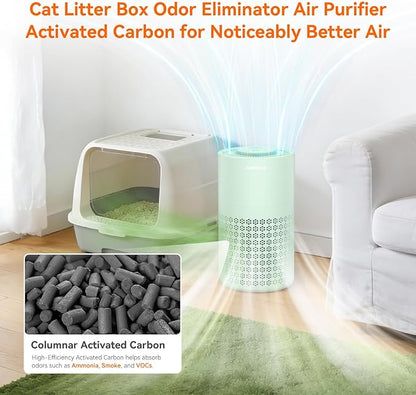 AIRROMI Air Purifier for Bedroom with HEPA 3-in-1 Filter, Pet Air Purifier for Home Cat Pee Smell, Covers Upto 990 Ft², Quiet 360°intake Air Cleaner for pet hair,allergies,Dust,Smoke A2001 Green