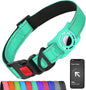 Airtag Dog Collar with AirTag Holder for Large Dogs, Reflective, Soft Padded & Safety Locking Buckle, Nylon Pet Collars Adjustable for All Breeds, Teal,L