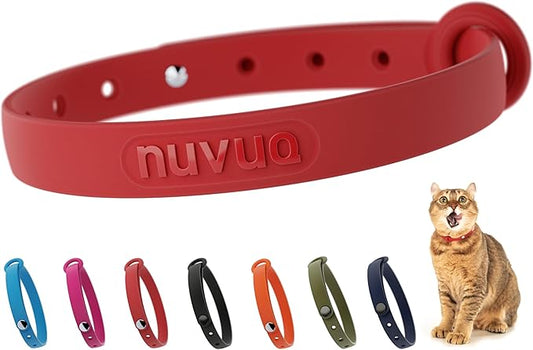 Red Cat Collar - Soft, Comfortable, and Lightweight Breakaway Collar with Name Tag Ring for Outdoor Cats and Sensitive Skin Kittens by Nuvuq (6 ⅞" to 10 ¼", Red)