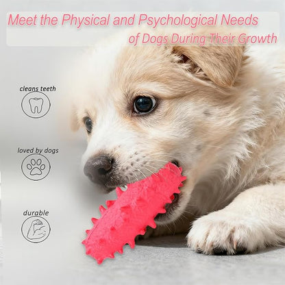 2 Pack Dog Toys for Aggressive Chewers, Tough Puppy Chew Toys Teething Bone for Puppies, Soft Foaming Rubber Interactive Toys for Small Medium Breed (Pink)