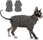 Fleece Sphynx Cat Clothes Soft Hairless Cat Clothes Pullover Cat Sweater for Chihuahua All Season Light and Warm Kitten Cloth for Cats Only Puppy Clothes Small Dog Sweater (B-Striped, M)
