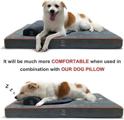 Hard-Wearing Orthopedic Dog Bed for Crate, 29x18 Inch, Made of Memory and HR Foam, Two-Sided Use, Providing Soft and Relatively Hard Support, with an Extra Inner Waterproof Protector (Gray)