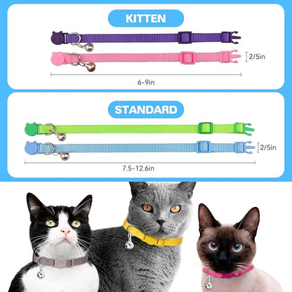 16 PCS Breakaway Cat Collars,Kitten Collar with Bell Cat Collars for Boy Girl Cats Breakaway Collar for Cats 6-9 Inch