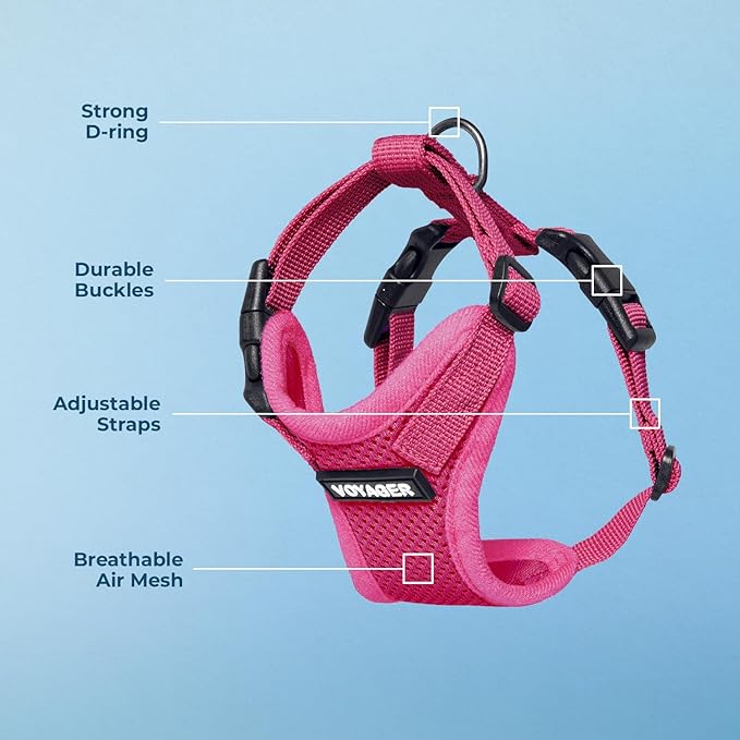 Voyager Step-in Pet Harness - All Weather Mesh, Adjustable Step in Harness for Cats and Dogs by Best Pet Supplies - Fuchsia, M