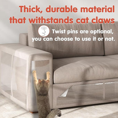 18 PCS Large Cat Scratch Furniture Protector, Transparent Couch Protector from Cat Claws, Single-Sided Self Adhesive Anti Pet Deterrent Sofa Cover, 17IN (Pack of 2)