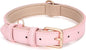 WHIPPY Leather Dog Collar for Small Dog Adjustable Soft Breathable Leather Padded Puppy Collar with Alloy Buckle Heavy Duty Waterproof Classic Dog Pet Collar,Pink,XS