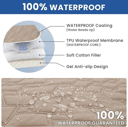 Waterproof Dog Bed Cover, Non-Slip Dog Blanket for Couch, Couch Covers for Dogs Washable, Pet Blanket for Furniture, Pet Bed Mat for Sofa, Car, Pet Supplies (52x82 Inch, Khaki)