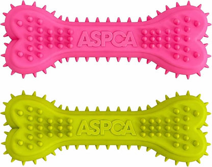 ASPCA 2-Pack Spiky TPR Puppy Teether Bones – Vanilla-Scented Teething Toys for Gum Relief, Gentle Chewing & Interactive Play