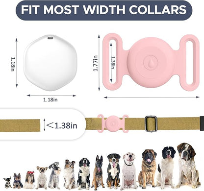 GPS Tracker for Dogs, Mini GPS Pet Tracker with Silicone Cover, IPX8 Waterproof GPS Trackers for Kids,No Monthly Fee,Work with Apple Find My(iOS Only),Dog Trackers Finder Trackers Pets (Pink-New)