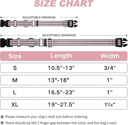 Martingale Dog Collar, Adjustable Nylon Reflective Collar with Quick Release Buckle (Light Pink, Medium)