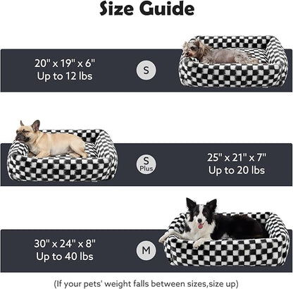 JOEJOY Dog Bed Medium Size Dog, Rectangle Washable Orthopedic Corduroy Fleece Pet Bed with Removable Zipper Cover, Cute Soft Calming Puppy Bed with Non Skid Bottom