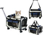 Expandable Pet Carrier with Wheels for Small Dogs and Cats,Airline Approved Rolling Cat Carrier with Removable Platform,18”X11”X14”,Foldable Soft-Sided Travel Bag Fits Under Seat,Up to 16 lbs(Blue)
