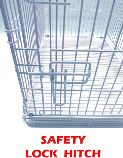 Portable Foldable Carrier Travel Vet Breeder Training Cage for Puppy Kitten Rabbit Bunny with 1/2-Inch Raised Bottom Wire Grid Mesh Floor