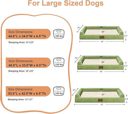 Small Dog Bed Orthopedic Washable: Beds Bolster Small Sized Dogs Bed Egg Crate Foam Couch Sofa Waterproof with Removable Cover - Grass Green