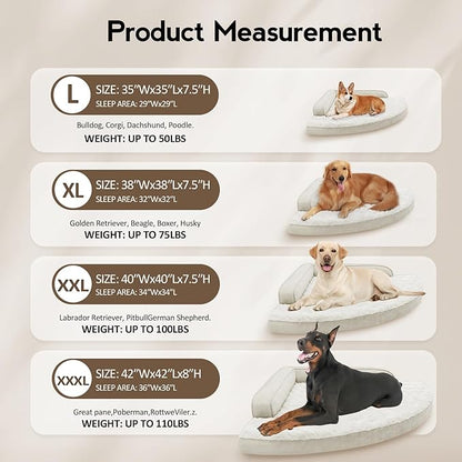 Large Orthopedic Dog Bed with Sides XXL Dog Beds with Removable Washable Cover Non-Slip Waterproof Pet Bed for Extra Large Dogs - Beige XXL