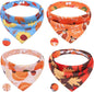 PAWCHIE Thanksgiving Dog Bandanas 4 Pack, Reversible Dogs Triangle Scarf Bibs, Dog Holiday Bandana with Two Adjustable Snaps, Multiple Thanksgiving-Themed Patterns for Dogs Puppy, Cats, Pets