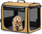 Dog Car Carrier Light Weight 24×17.7×20.5 in, Dog Carrier Easy to Assemble, Dog Car Crate Portable and Breathable, Foldable Pet Carrier for Indoor and Outdoor Use, Dogs Travel Crate with Curtain Brown