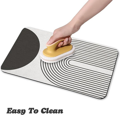 Dog Food Mats for Floors Waterproof, Cat Water Bowl Mats Pet Feeding Absorbent Mat Placemats for Food and Water Black Bohemia 12 * 20 inch