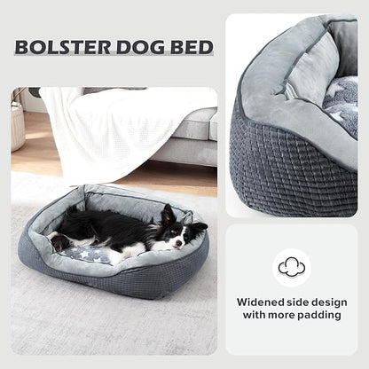 SIWA MARY Dog Beds for Small Medium Large Dogs & Cats. Washable Pet Bed, Orthopedic Dog Sofa Bed, Soft Calming Sleeping Warming Puppy Bed (Star-Grey, Medium-(25’’x 21’’x 8’’))