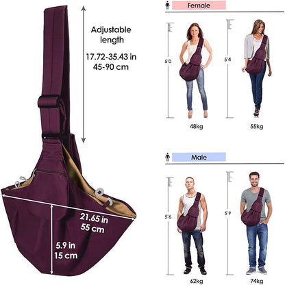 SlowTon Dog Carrier Sling - Thick Padded Shoulder Strap Adjustable Dog Carriers for Small Dogs, Puppy Carrier Purse for Pet Cat with Front Zipper Pocket Safety Belt Machine Washable, WR, M