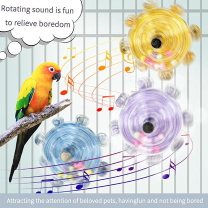 Parakeet Toys, Small Parrot Rotating Interactive Training Toy, Parakeet Cage Accessories, Budgie Toys, Cockatiel Toys, Lorikeets Toy, Love Bird Toys,Conure Toys,Bird Toys for Parrots (Yellow)