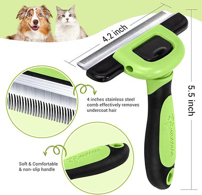MIU COLOR Pet Grooming Brush, Deshedding Tool for Dogs & Cats, Effectively Reduces Shedding by up to 95% for Short Medium and Long Pet Hair，Apple Green