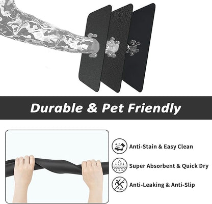 Dog Food Mat - Absorbent Cat Mat for Food and Water, No Stains Pet Feeding Bowl Mat, Easy to Clean Pet Placemats, Quick Dry Dog Water Dispenser Mat for Messy Drinkers | Black 18"x 28"