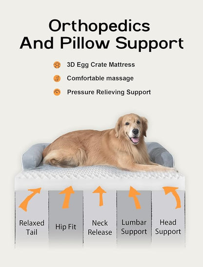 Extra Large Dog Bed Orthopedic Waterproof: Memory Foam Dog Bed for XL XLarge Extra Big Dogs - Couch Sofa - Washable with Removable Cover