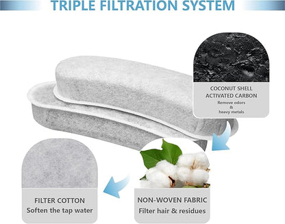 Cat Water Fountain Charcoal Replacement Filters Compatible with W600 Large Dog Water Fountain 205oz/6L Automatic Pet Dog Water Bowl Drinking Dispenser (6 PACK)