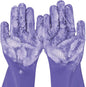 Pecute Pet Grooming Gloves, Large, Heat Resistant, Silicone Bathing and Massaging Gloves with High-Density Teeth and Enhanced Five Finger Design for Dogs and Cats, Purple