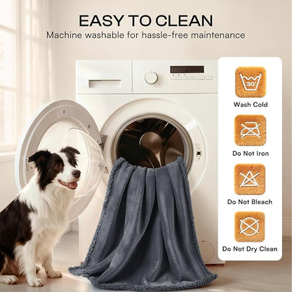 Luciphia Waterproof Pet Blankets, Liquid Pee Proof Dog Blanket for Sofa Bed Couch, Reversible Sherpa Fleece Furniture Protector Cover for Small Medium Large Dogs Cats, Dark Gray King Size（100" x 85"）