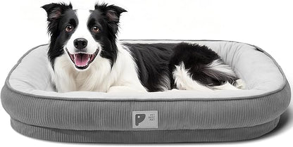 Orthopedic Dog Bed for Large Dogs Sofa Bed with Egg Crate Foam Dog Couch Bed with Four-Sided Bolster, Removable Cover & Non-Slip Bottom Grey L