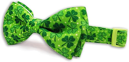 St. Patrick Day Dog Collar Adjustable Puppy Collar with Clover Pattern, Cute Pet Accessories for Small Medium Large Dogs