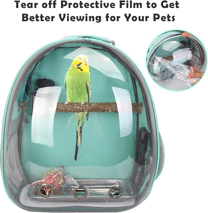 Bird Backpack Carrier with Perch, Portable Wild Bird Travel Cage Bag, Parrot Carrier Cockatiel Cage w/Toy Stainless Steel Food Bowl Tray for Conures Parakeet Budgie Canary Lovebirds Small Animals