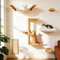 6in1 Cat Wall Shelves Climbing Systems, Large Cat Furniture Shelf Set Wall Hanging Mounted, Hammock Sisal Scratching Perch Bed 2 Steps Tower Tree for Indoor House Corner Ladder