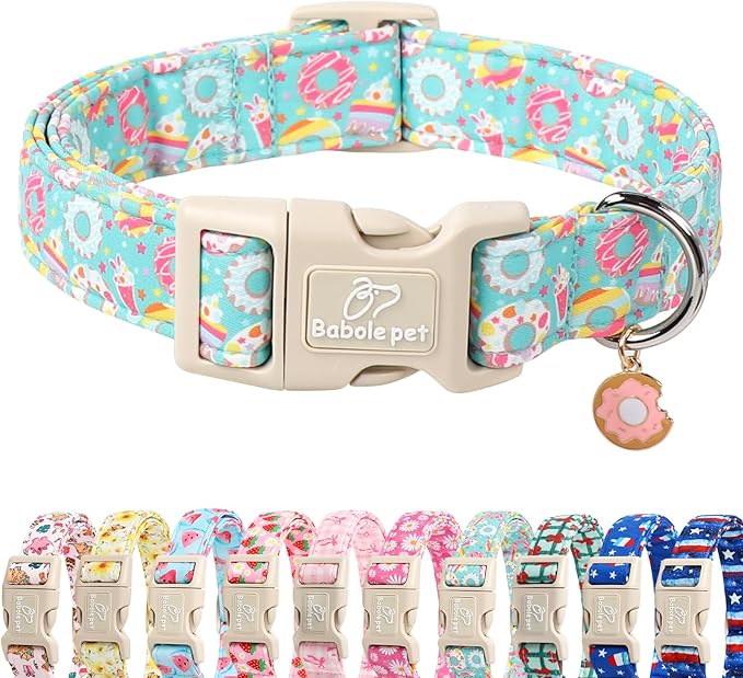 Adjustable Summer Dog Collar, Cute Mint Dessert Dog Collars for Giant Large Dogs, Lightweight Quick-Release Buckle Collar for Boy&Girl Dogs XL
