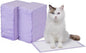 Amazon Basics Cat Pee Pads, Odor Control, Super Absorbent, Disposable, Universal Fit for Litter Box, Unscented, Multi-Cat, White/Purple, 80 Count