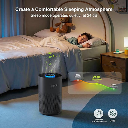 Air Purifiers for Bedroom Home up to 1250 ft², Vniup H14 True HEPA Room Air Purifiers for Bedroom, with Fragrance Function Sleep Mode& Light Mode Air Cleaner for Pet Dander Odor Dust Smoke