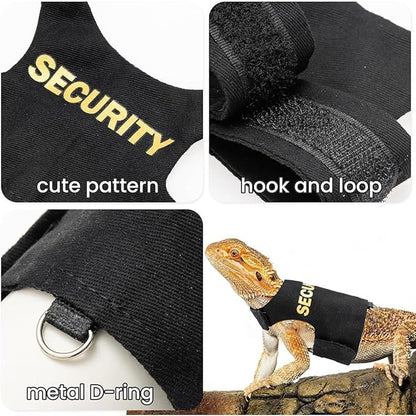 Bearded Dragon Carrier Backpack with Security Printing Harness Set, Reptile Lizard Travel Carrier (Pink, Security Harness)