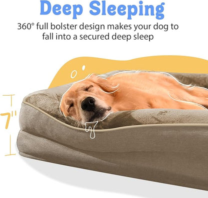 Orthopedic Extra Large Dog Bed - XXL Washable Giant Pet Couch Sofa with Removable Cover Waterproof Bolster for Large Size Dogs, 45x35