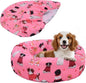 Round Replacement Dog Bed Covers Elastic Edged Washable Pet Bed Protector with Pink Dog Pattern Design for Small & Medium Pet Beds, Cover Only (Pink, 30 x 9.8 Inch)