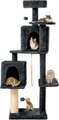 56-Inch Cat Tree for Large Cats, Multi-Level Cat Tower with 2 Condos, Sisal Scratching Posts & Hanging Toys, Sturdy Cat Furniture for Indoor Cats, Space-Saving Design Easy Assembly, Smoke Grey