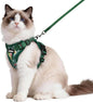 rabbitgoo Cat Harness and Leash for Walking, Escape Proof Soft Adjustable Vest Harnesses for Cats, Easy Control Breathable Reflective Strips Jacket,Rainforest Green,M