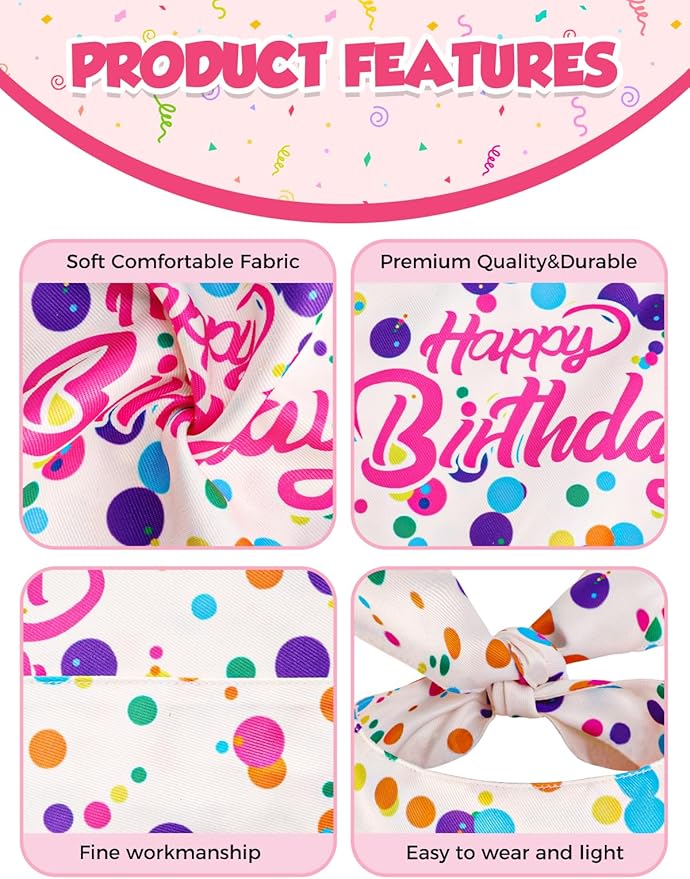 Luxury Double-Layer Dog Birthday Bandana – Handmade, Silk-Soft Polyester for All Dog Sizes | Birthday & Party Outfit | Gift-Ready Pet Accessory(Happy Birthday, Small)