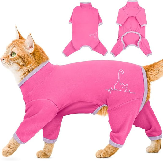 Cat Pajamas for Cats Only, Sticky Hair Cat Clothes, Sphynx Hairless Cats Sweater, Recovery Suit After Surgery, Prevent Lost Hair Kitten Onesie Shirts Costumes Outfits for Pet