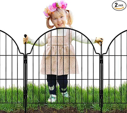 6 Panels No Dig Decorative Garden Fence, 25in (H) x 12.2ft (L) Animal Barrier Fencing for Dog, Easy Install Temporary Fence for Yard, Rustproof Wire Garden Border