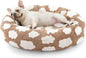 JOEJOY Donut Small Dog Bed, Round Cat Beds for Indoor Cats with Removable Washable Cover, Orthopedic Cute Puppy Kitten Pet Bed with Jacquard Shaggy Plush & Non Skid Bottom, Black